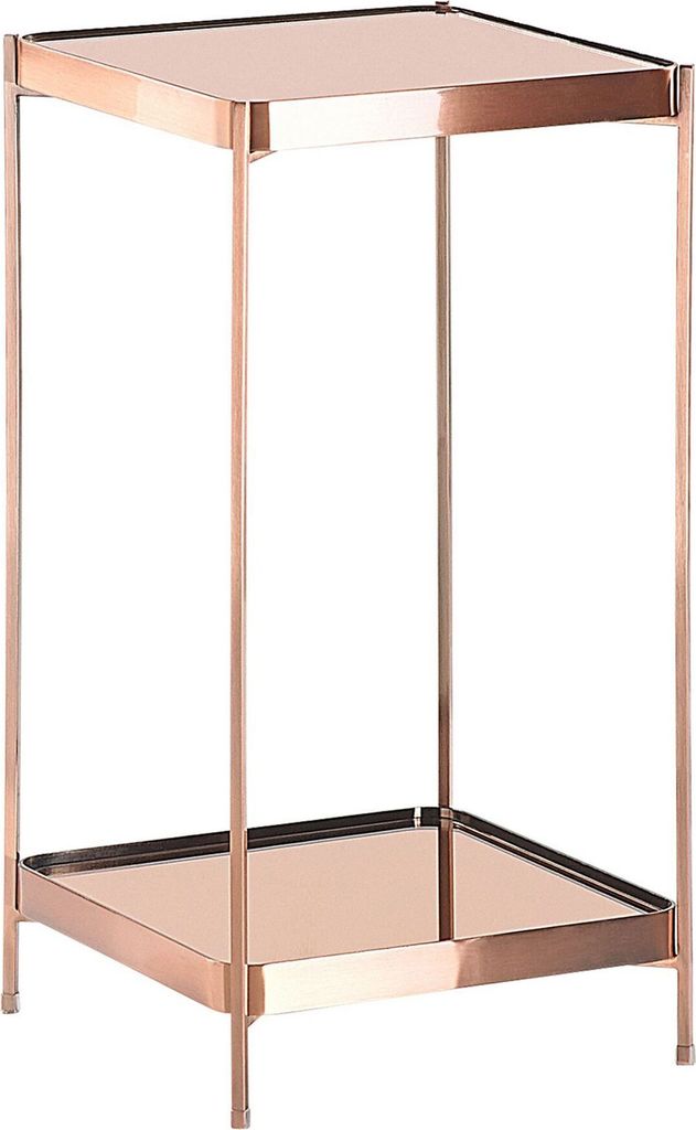BELIANI Beistelltisch Kupferton Metall Glas 29 x 29 cm Klassisch Elegant Multifunktional Wohnzimmer