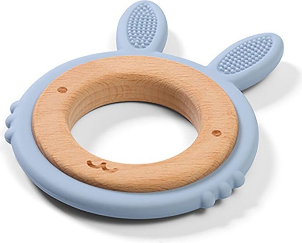 Babyono Bunny Silikon Holz Und Beiring Silber Silber One Size