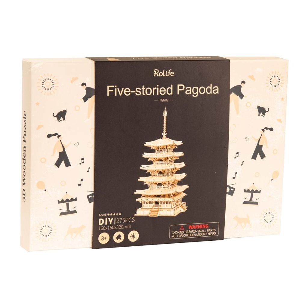 ROBOTIME Rolife 3D drevené puzzle Päťposchodová pagoda 275 Obrázok produktu 3