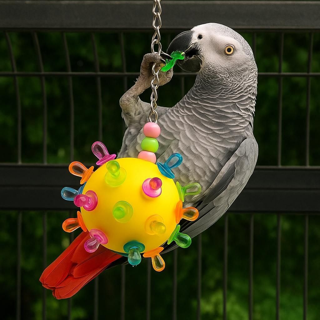 Hängender Schnuller-Ball L | Kreatives Spielzeug Für Große Und Mittlere Papageien | Gelb