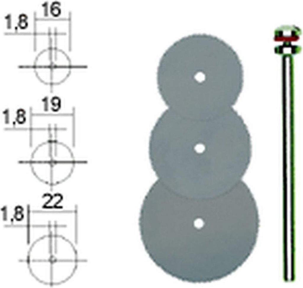 Proxxon 28830 Trennsägeblätter 3 Stück 16,19,22+Träger, Produktbild 