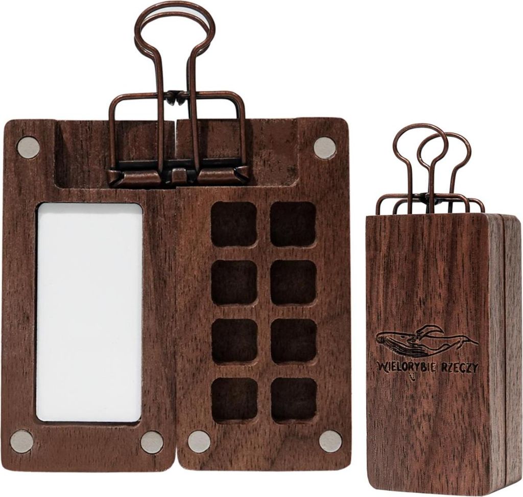 Mini Holz-Malpalette 6x6 cm – Klappbare Reise- und Outdoor-Palette mit Clip – Tragbare Künstlerpalette für Aquarellfarben