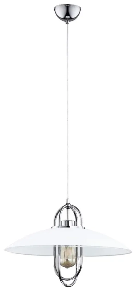 Lustre suspension moderne en métal blanc et chrome Salix 90x30 cm