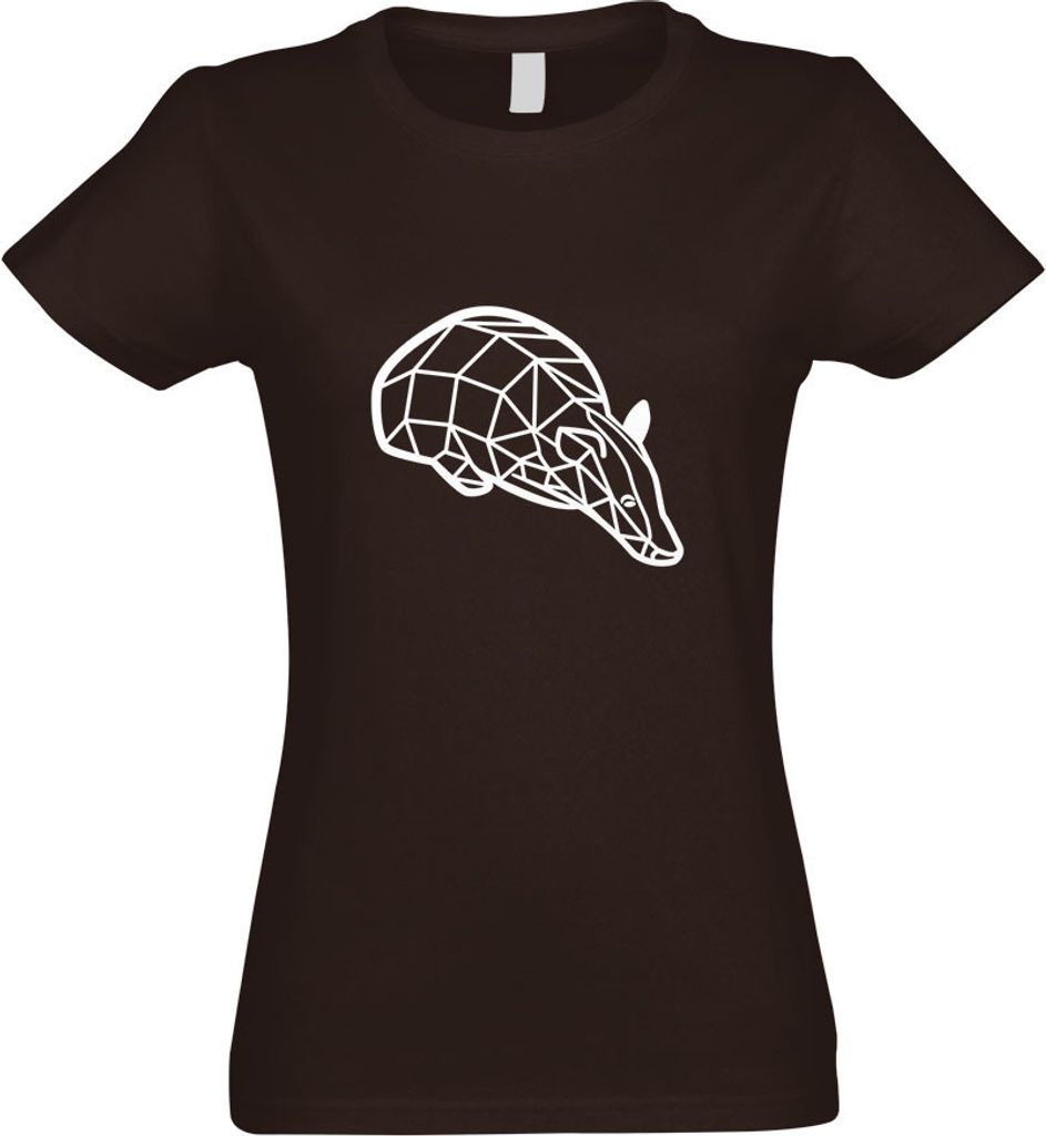 Kiwistar - T-Shirt tailliert - Damen - Chocolate - Dachs Grimbart Polygon - mit Motiv Bedruckt - Funshirt Design - Sport - Freizeit - Damen - XXL