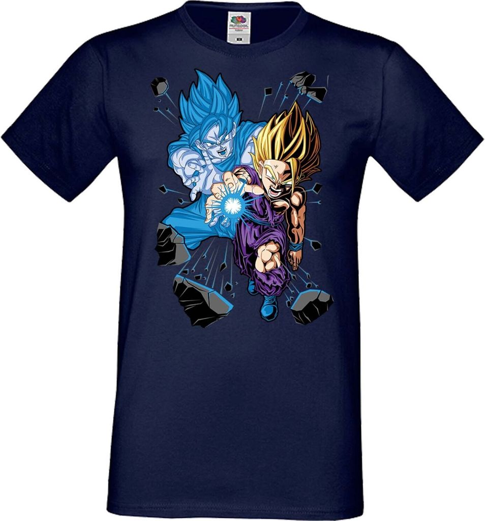 Herren T-Shirt Anime Manga Dragon Anime Manga Ball Z Gohan X Goku, Man 2XL / Dunkelblau