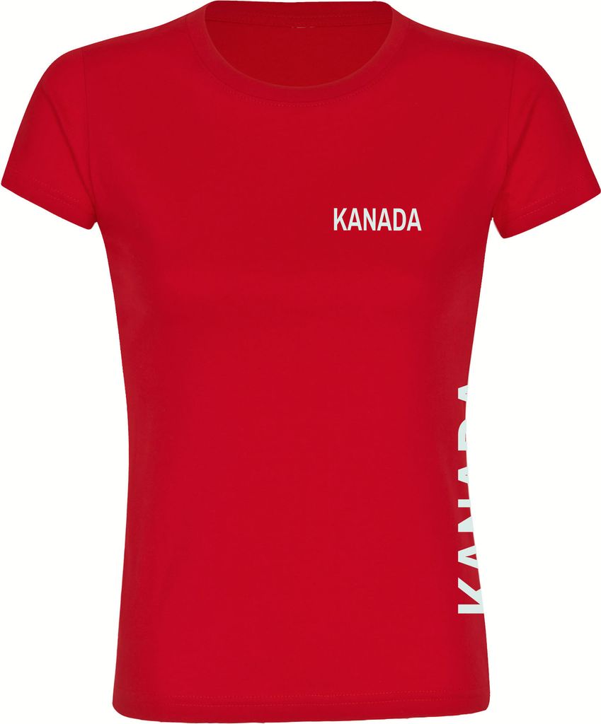 multifanshop Damen T-Shirt - Kanada - Brust & Seite, rot, Größe M