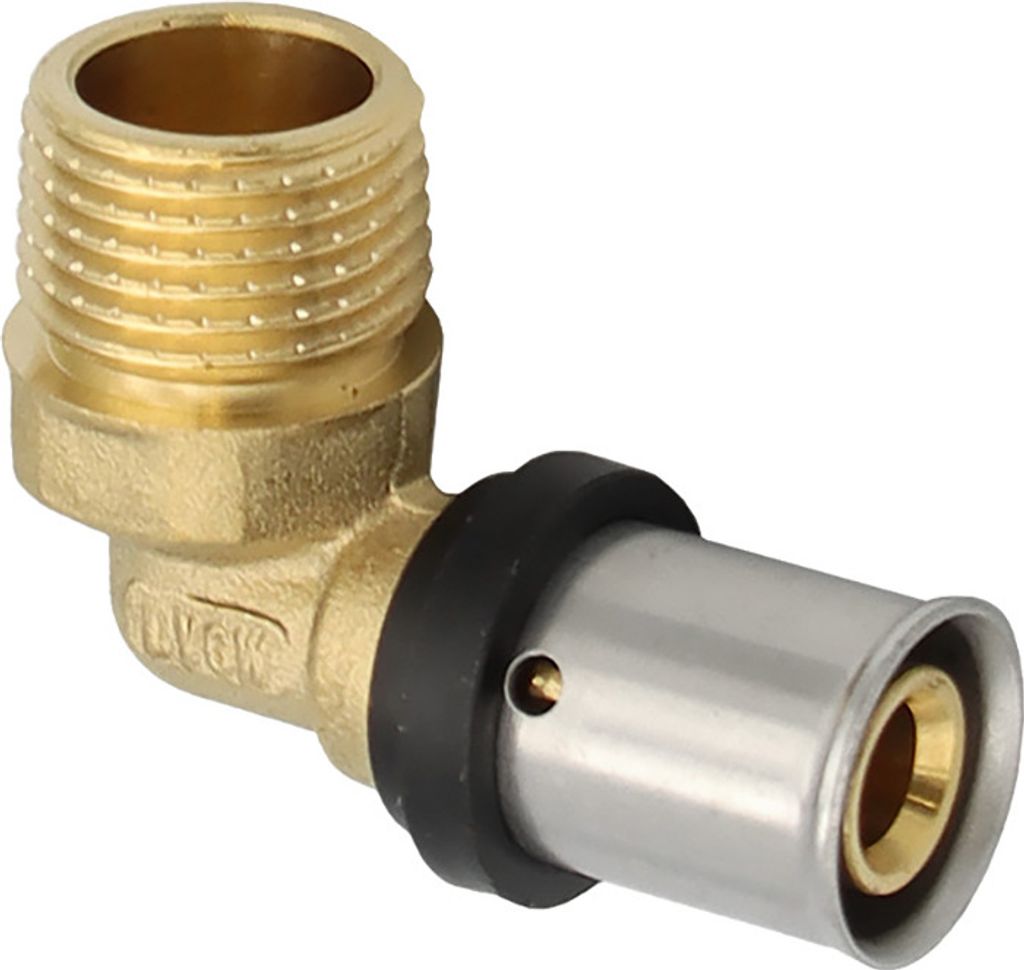 Pipetec Pressfitting Winkel Übergang 16x2 mm 1/2 Zoll AG TH Kontur Verbundrohr