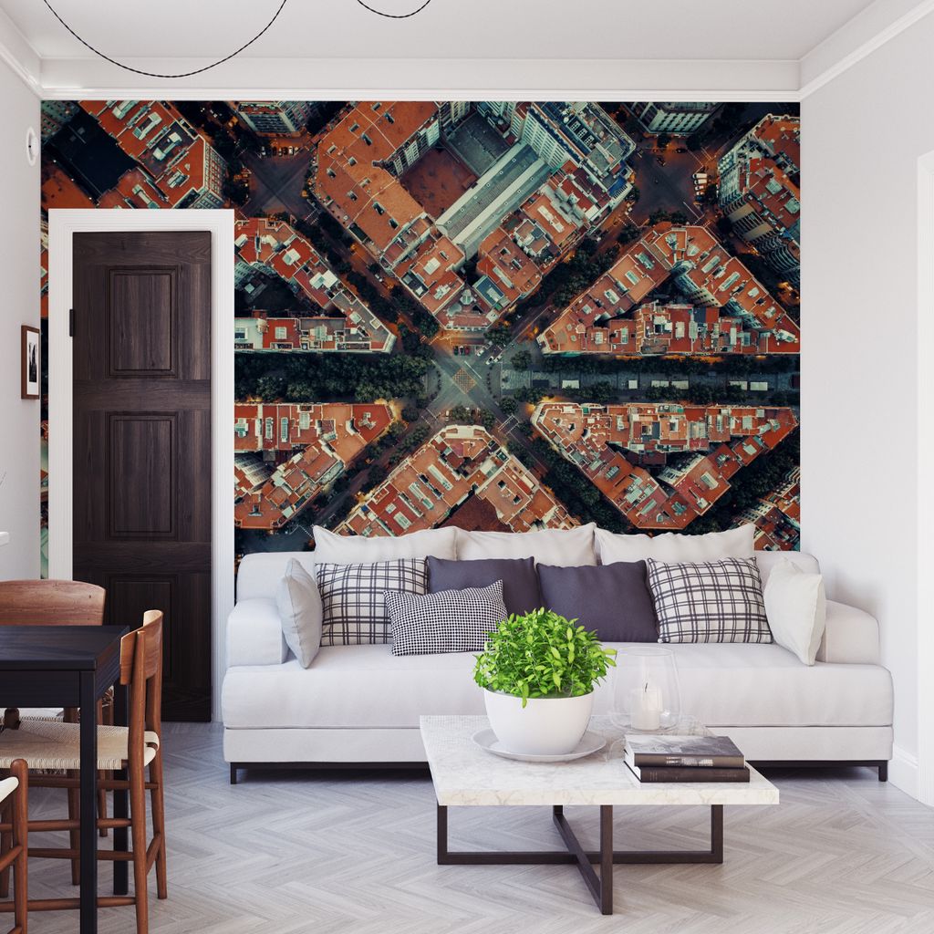 Muralo XXL Vlies FOTOTAPETE GEBaeUDE Aussicht Vogelperspektive 3D Effekt (B) 368 cm x (H) 254 cm Tapete Wandtapete WOHNZIMMER SCHLAFZIMMER 4591