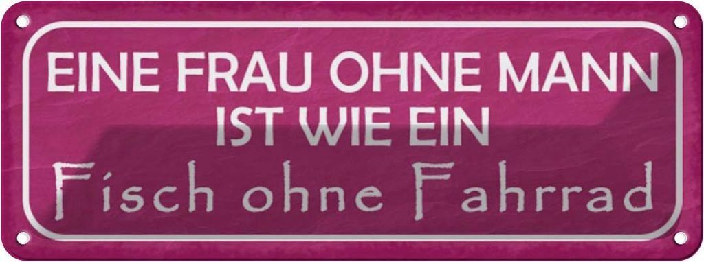 vianmo Blechschild 10x27 cm Frau Mann fisch ohne Fahrrad Männer Frauen Spruch Zitat