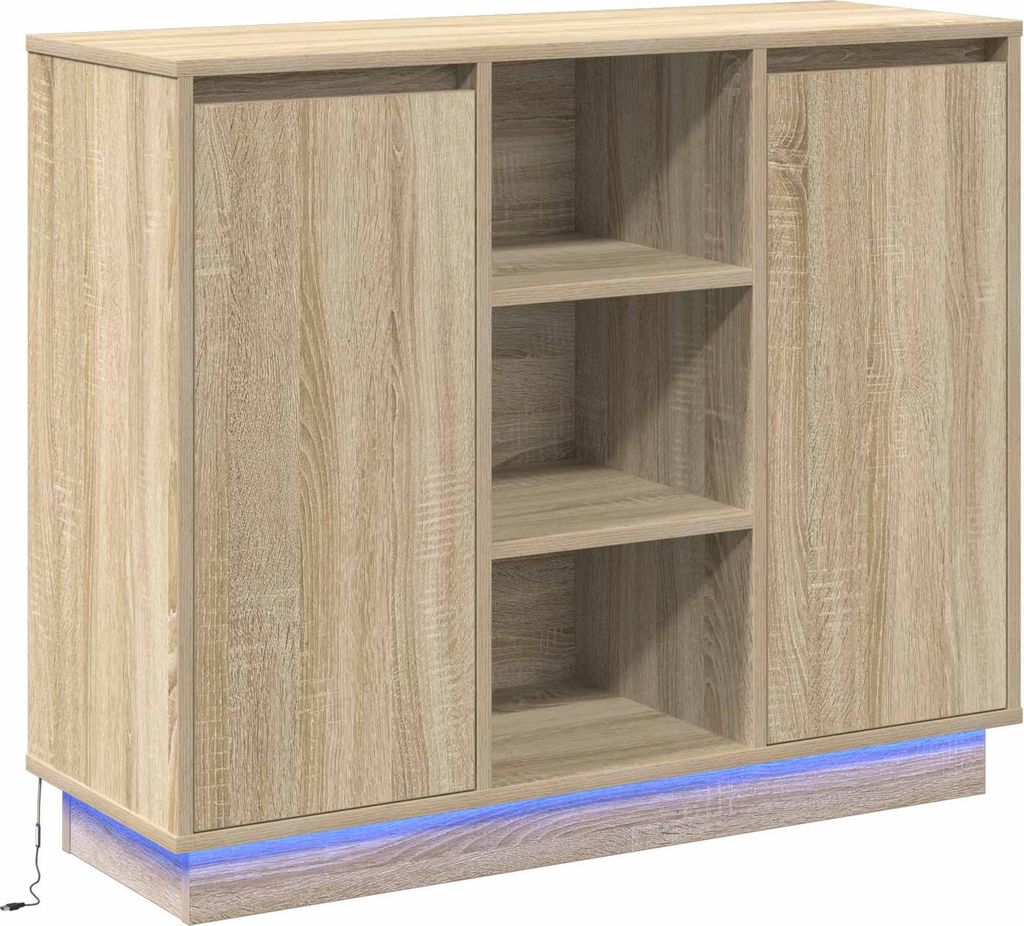 vidaXL Kredens LED dąb sonoma 90 x 32 x 75 cm materiał Zdjęcie produktu 