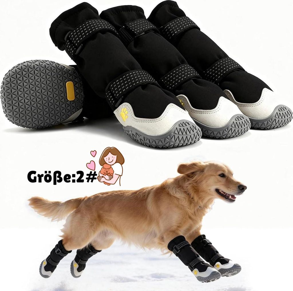 STILVORA Pfotenschutz, Hundeschuhe 4er Set, Haustier Stiefel, Warme Pfotenschuhe für Hunde, Rutschfest & Wetterfest, 2#