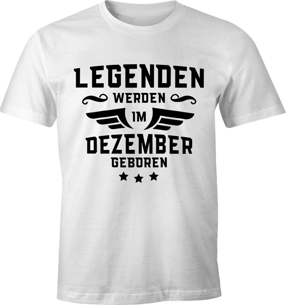 Legenden werden im Monat geboren Herren T-Shirt Geburtstag Birthday Legends are born Moonworks Dezember weiß XS