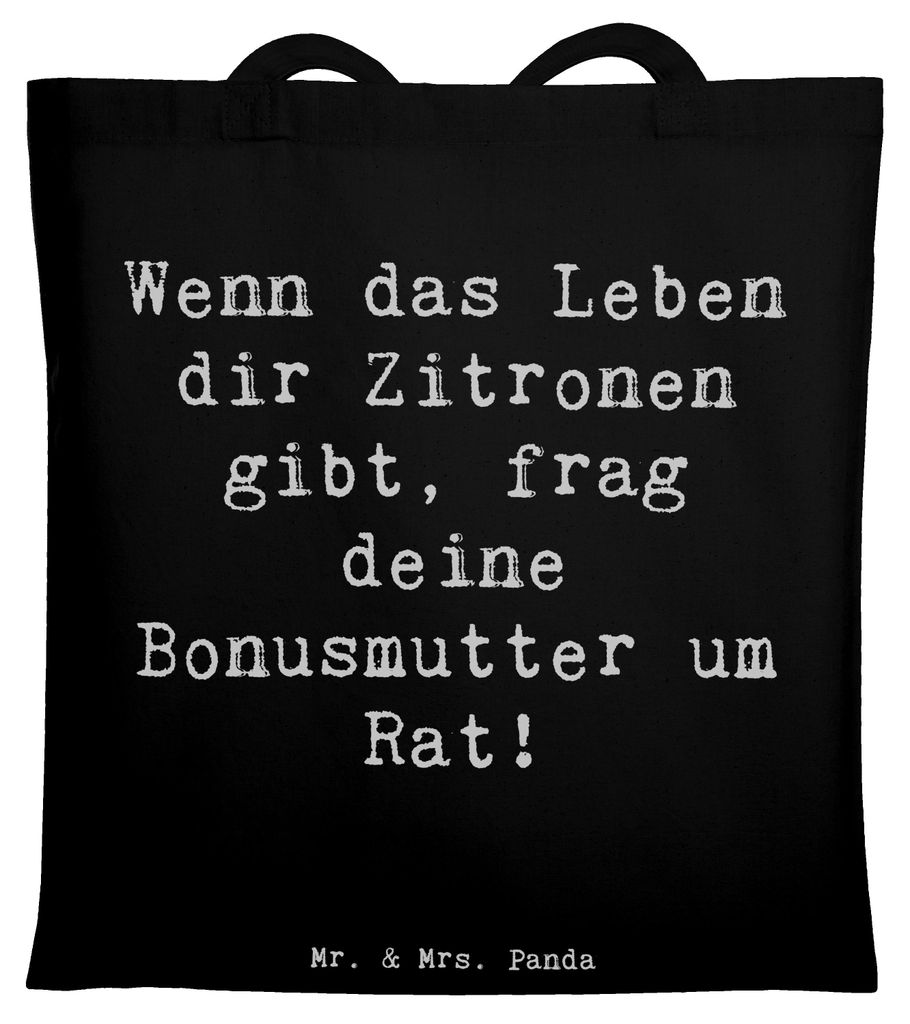 Mr. & Mrs. Panda Tote Bag Spruch Rat bei Bonusmutter - Schwarz - Geschenk, Schultasche, Elternteil, Shopping Tasche, Geburtstage, Familienleben, St...