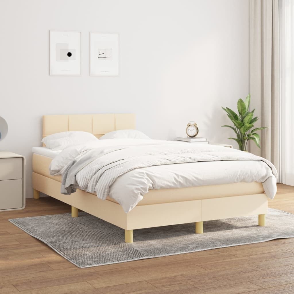 Maison Exclusive - Boxspringbett mit Matratze Creme 120x200 cm Stoff