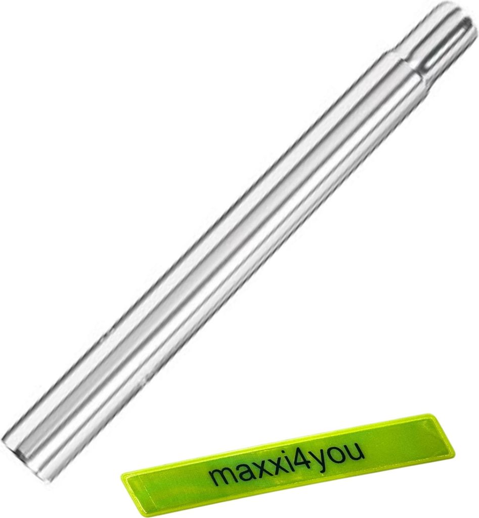 Humpert Ergotec Alu Kerzensattelstütze Ø 25,4 mm / Länge 300 mm in Silber inkl. maxxi4you Reflexband