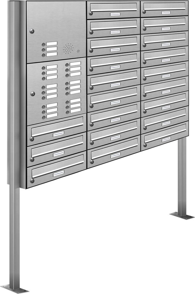 21er V2A Edelstahl Briefkasten Standanlage Freistehend mit Klingel