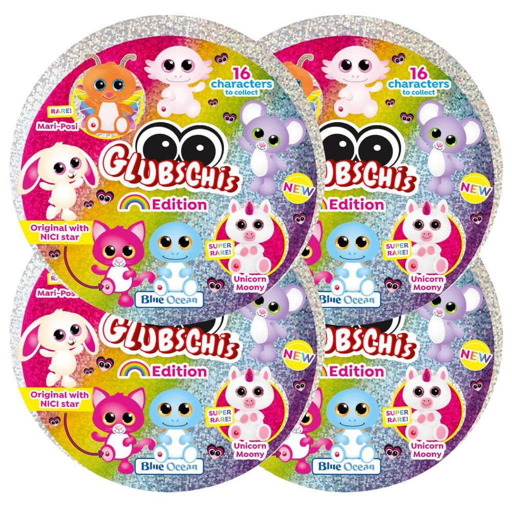 Blue Ocean Glubschis Sammelfiguren Rainbow Serie 6 - Glubschi Glitzer Figur - 4 Tüten