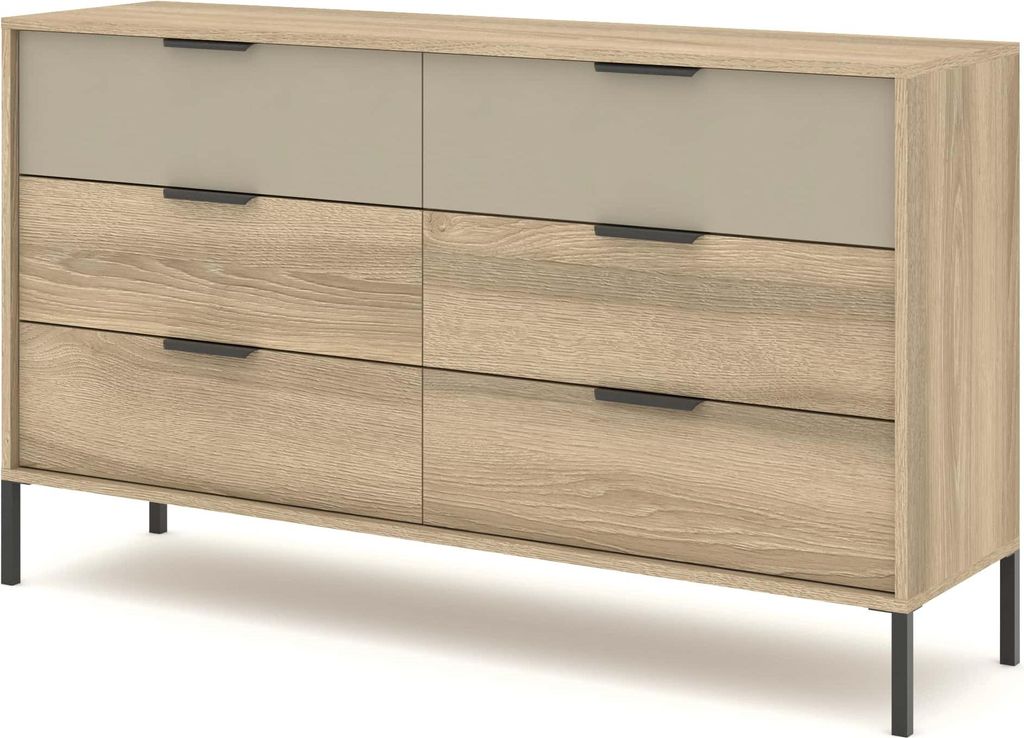 YOURHOUSE24 Kommode Letto C Eiche Terra/Grau