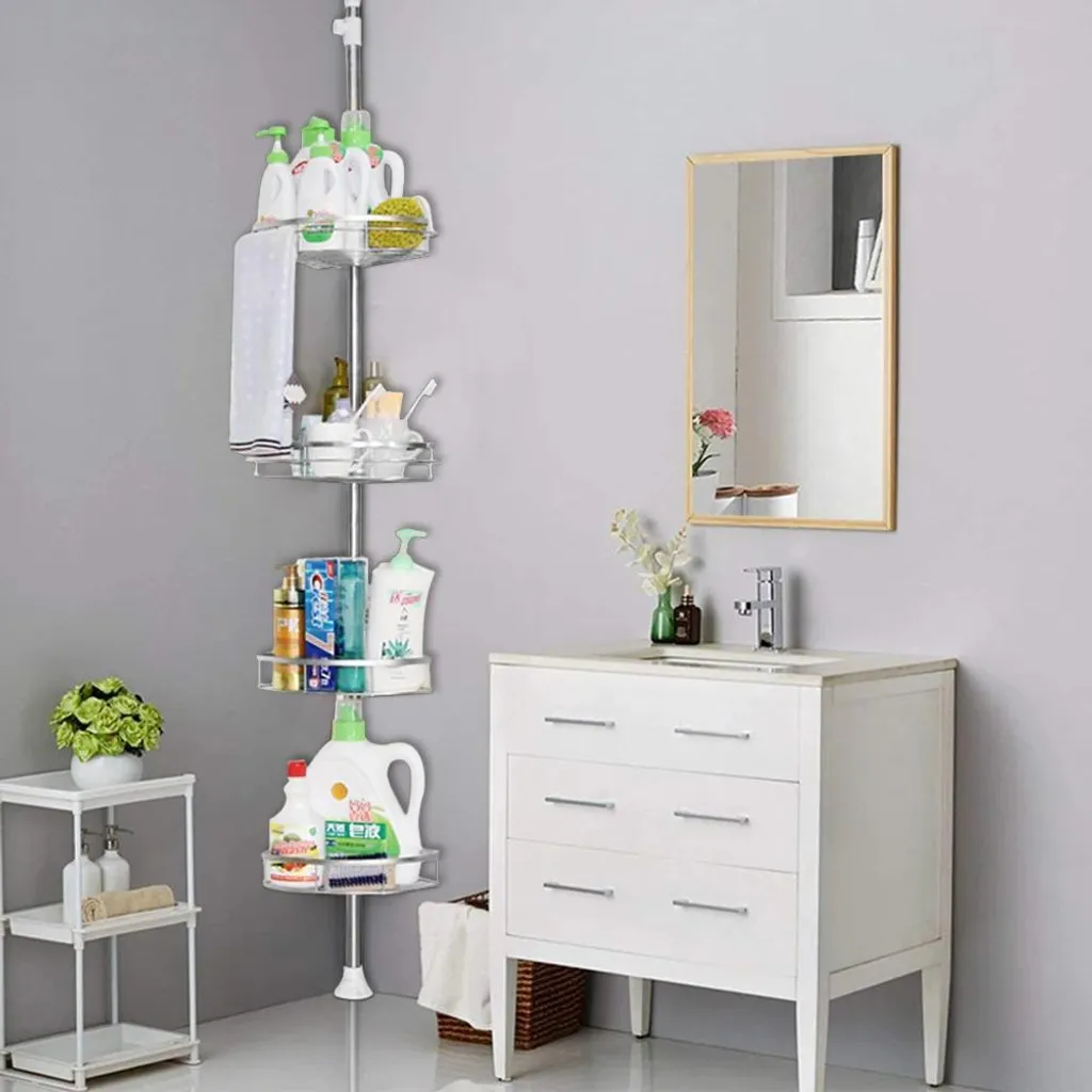 Étagère de douche ajustable en hauteur 4 niveaux - Structure métal 280cm