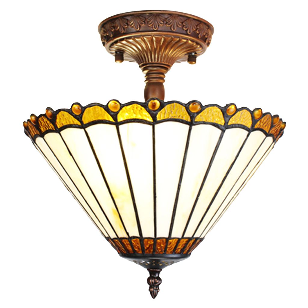 Clayre & Eef Deckenlampe Tiffany Ø 29x30 cm Beige Braun Produktbild 