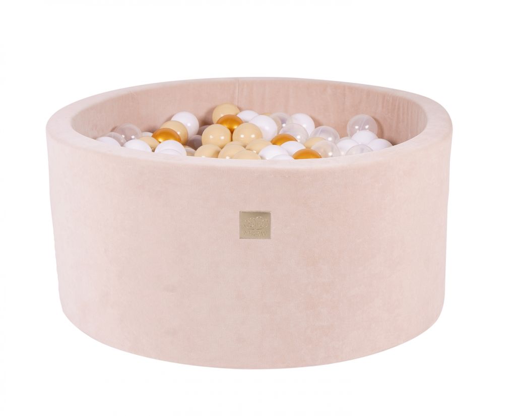 Ballenbak VELVET Ecru - 90x40 incl. 300 ballen - Goud, Beige, Transparant, Wit