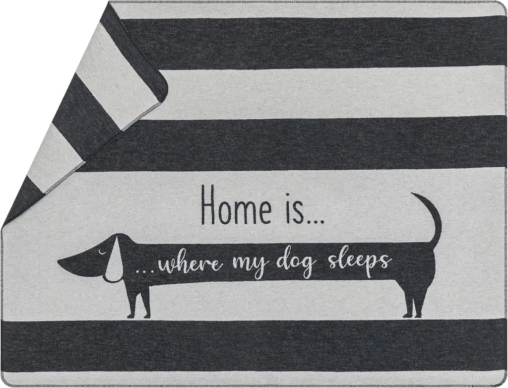 Plaid pour chien motif Teckel David Fussenegger 100x140cm gris anthracite