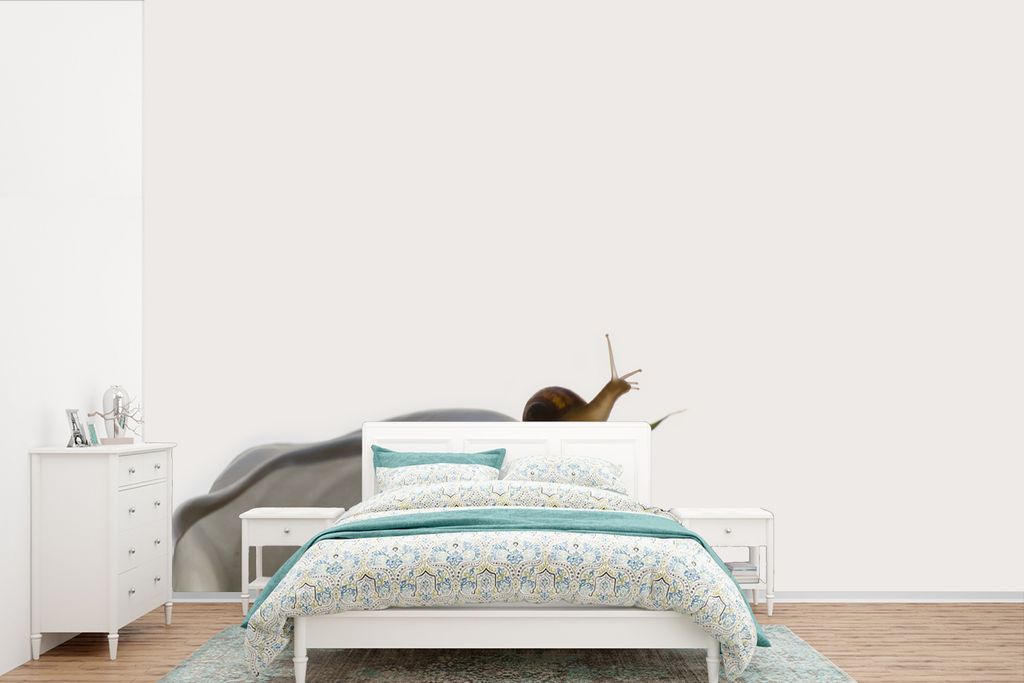 MuchoWow Fototapete für Wohnzimmer oder Schlafzimmer Wandtapete Vinyl Motivtapete Schnecke - Lilie - Grau - 390x260 cm - Papiertapete