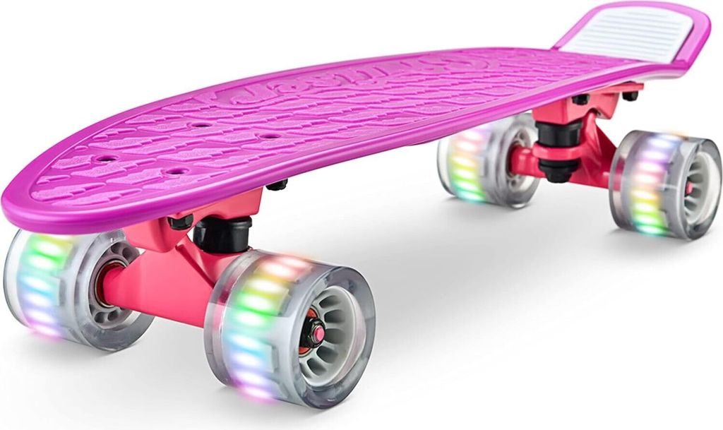 Hurtle, Mini Cruiser Skateboard für Kinder & Erwachsene Skateboard Kinder ab 5 Jahre Mädchen & Junge, Penny Board mit LED Rollen, Anti-Rutsch Deck