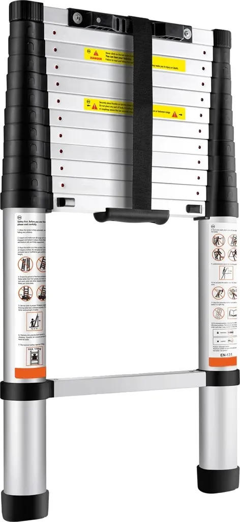 Échelle télescopique 3,8m pliable avec charge maximale de 170 kg