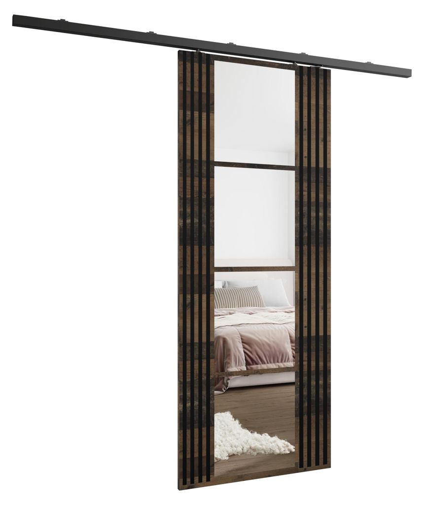 KIER FURNITURE Schiebetür Komplettset EMPI Sliding Door, Raumteiler Schiebetür Alter Stil 96x205x1,6 cm