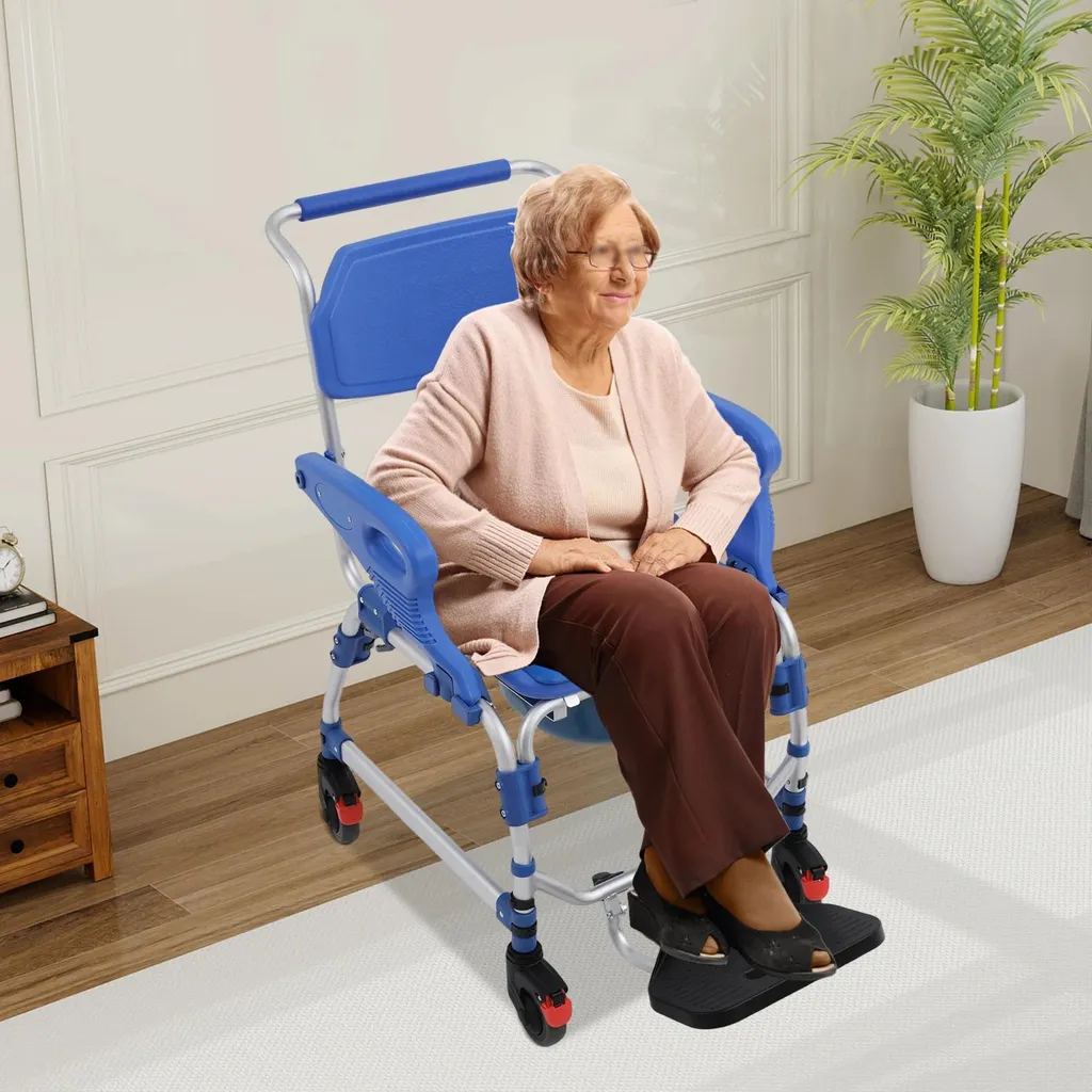Chaise de commode mobile et fauteuil de douche médical ergonomique - 5