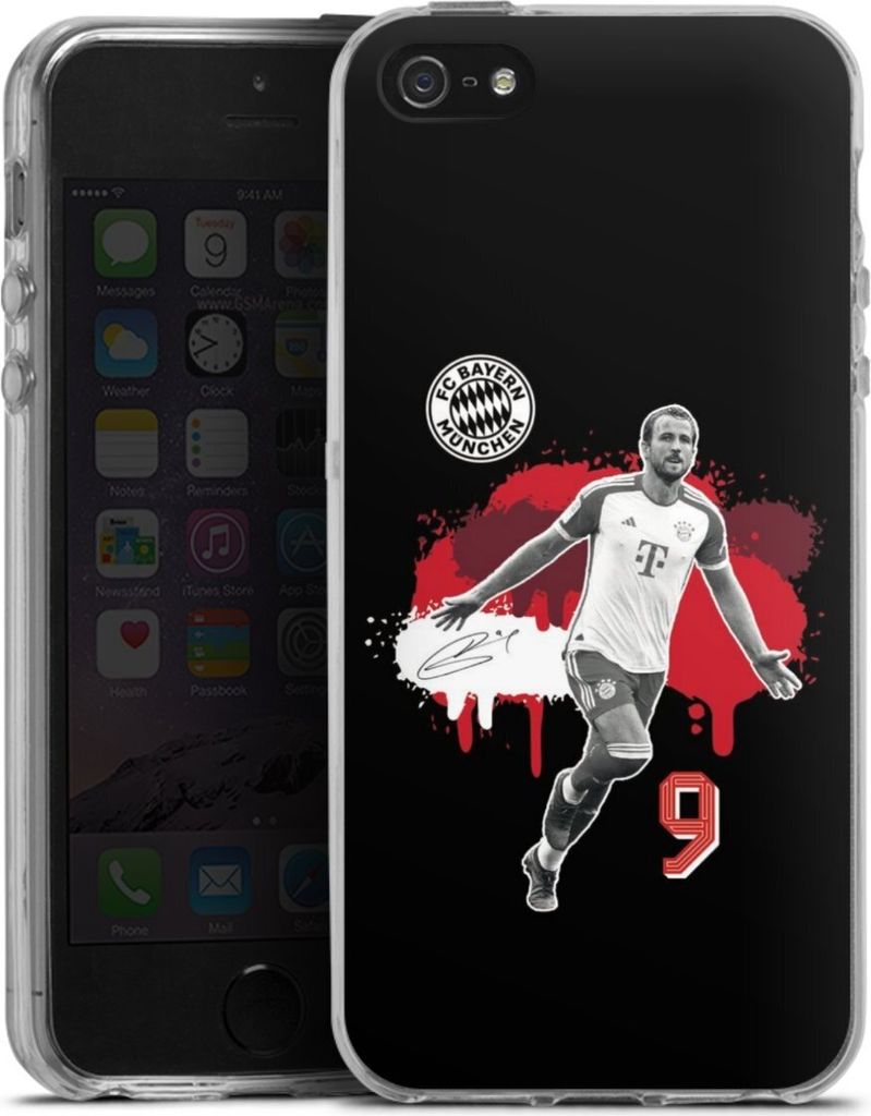 DeinDesign Handyhülle für Apple iPhone 5s Silikon Hülle Case Smartphone Schutzhülle FC Bayern München Offizielles Lizenzprodukt Harry Kane