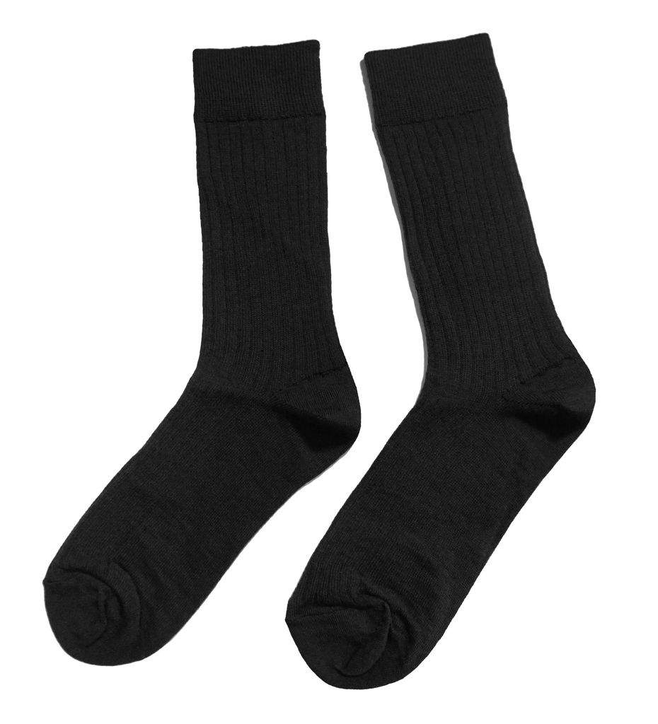 Herren Basic Socken aus Wolle 5:2 Rippe Schwarz Größe 43-46