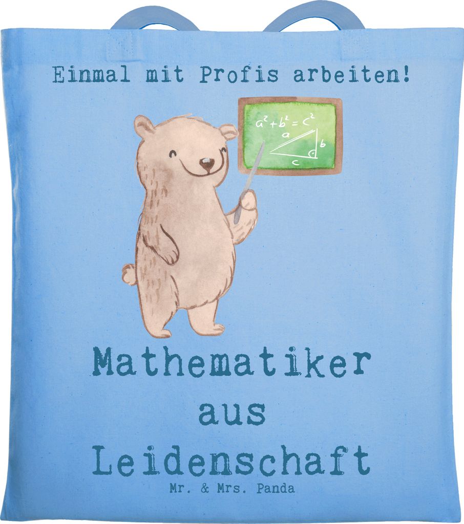 Mr. & Mrs. Panda Shopping Tasche Mathematiker Leidenschaft - Sky Blue - Geschenk, Witzig, Tragetasche, Tote Bag, Jutebeutel, Master, Bachelor, Lapt...