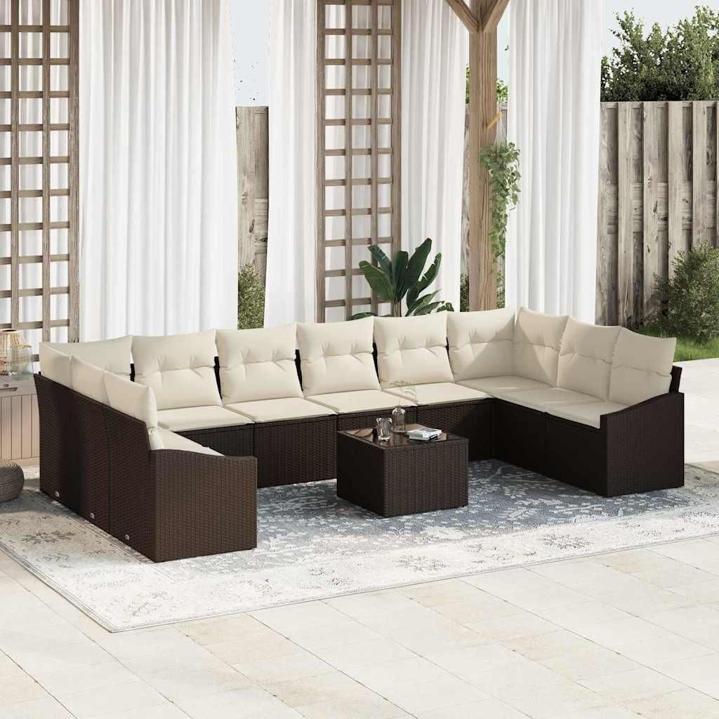 Maison Exclusive - Sofa Set mit Kissen 11 pcs Braun Poly Rattan