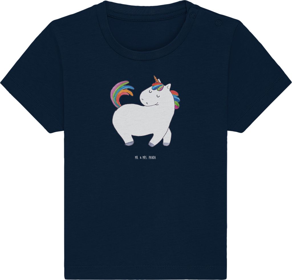 Mr. & Mrs. Panda T-Shirt Einhorn Stolzieren 0. - 6. Monat - French Navy - Geschenk, Stolz, Baby, Freundin, Organic, Kinder, Babyshirt, Einhörner, ...