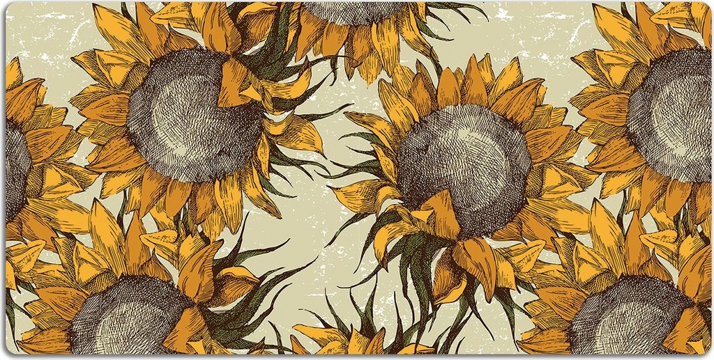 Schreibtischmatte Tischunterlage 90x45 cm Mauspad - Retro Sonnenblumen