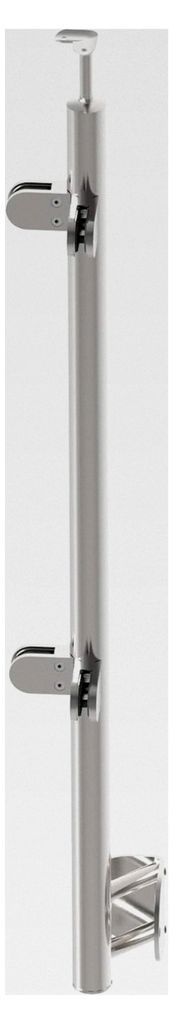 Edelstahl Wandanker V4A Rund Geländerpfosten 42,4 mm Ecke 90 Grad Pfostenhalter