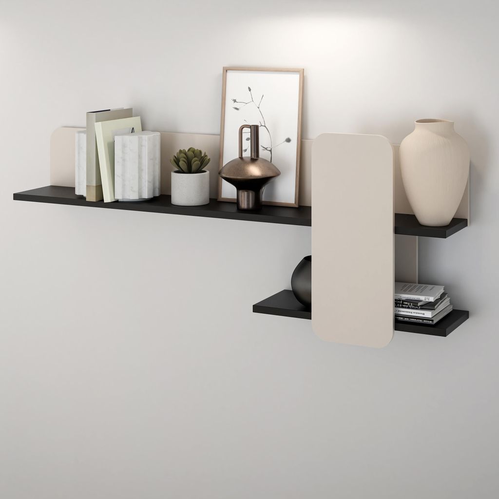 Forte VODOL Wandregal 150, modernes Wandregal mit Ablagefach, Holzwerkstoff, Kaschmir|Beige , 150 cm breit x 60 cm hoch x 23,4 cm tief