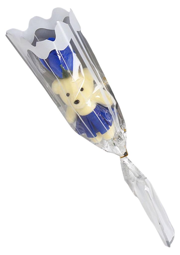 Rosenstrauß zum Valentinstag mit Bär, einzelne Seifenblume mit Plüschbär, künstlicher Rosenstrauß, Geschenk für Hochzeiten und Jubiläen