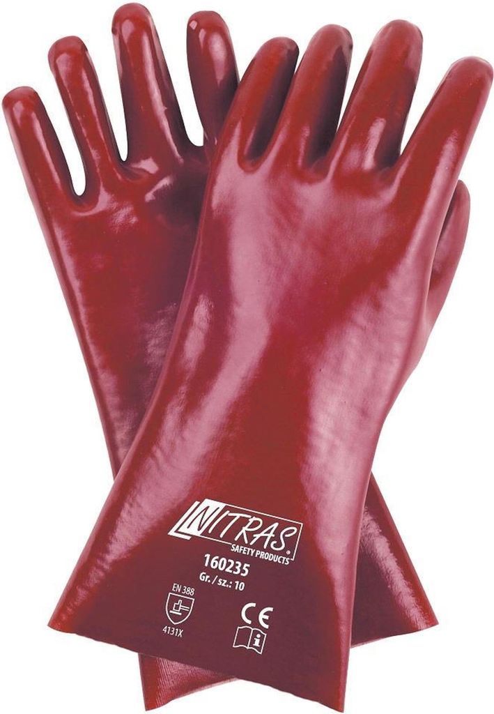 NITRAS PVC-Handschuhe, rot, EN 388 Baumwoll-Trikot, Größe 10 | Packung (12 Paare)
