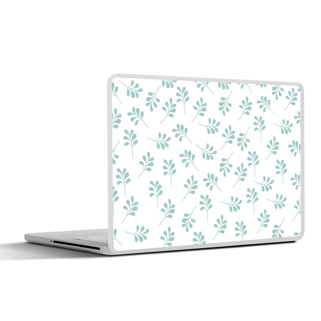 MuchoWow Laptop Aufkleber Sticker Cover Blätter - Muster - Blau 30x21 cm - Sticker für Laptop - Selbstklebend