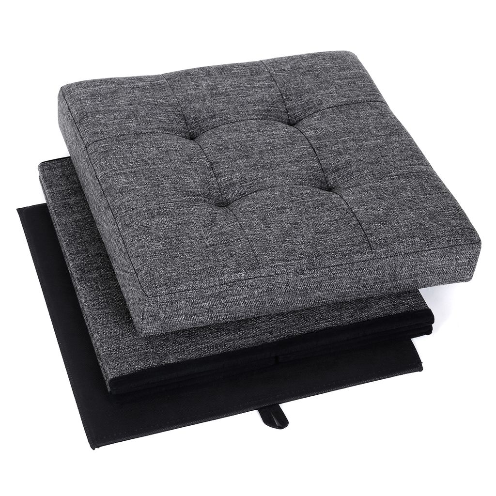 Šedý prošívaný puf 38 cm sedák podnožka Obrázek produktu 16