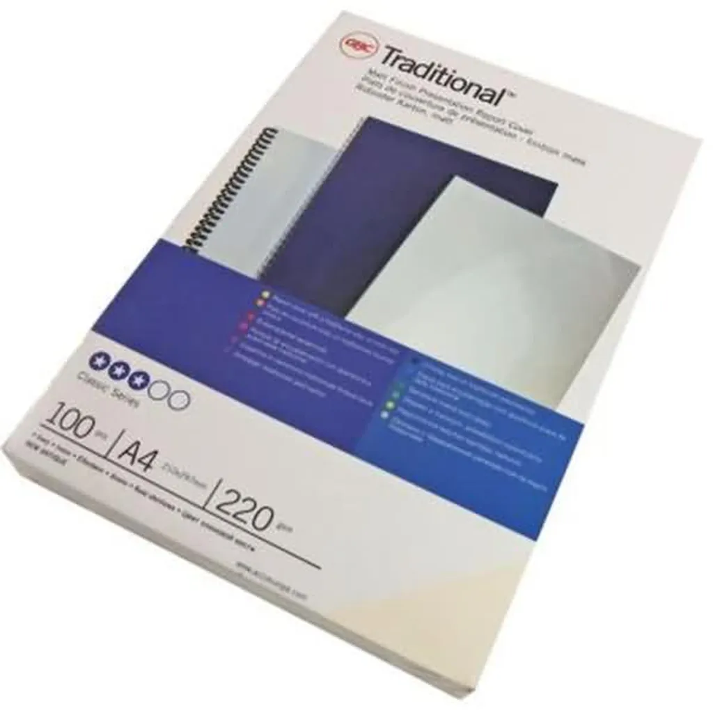 Couverture de Reliure GBC A4 220g Mate Blanche - Rigide et Durable