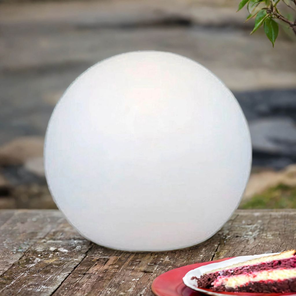 LED Kugellampe Solar Dimmer Farbwechsel RGBW Fernbedienung IP65 Ø 20 cm rund Weiß außen Gartenleuchte Wegeleuchte Garten Terrasse