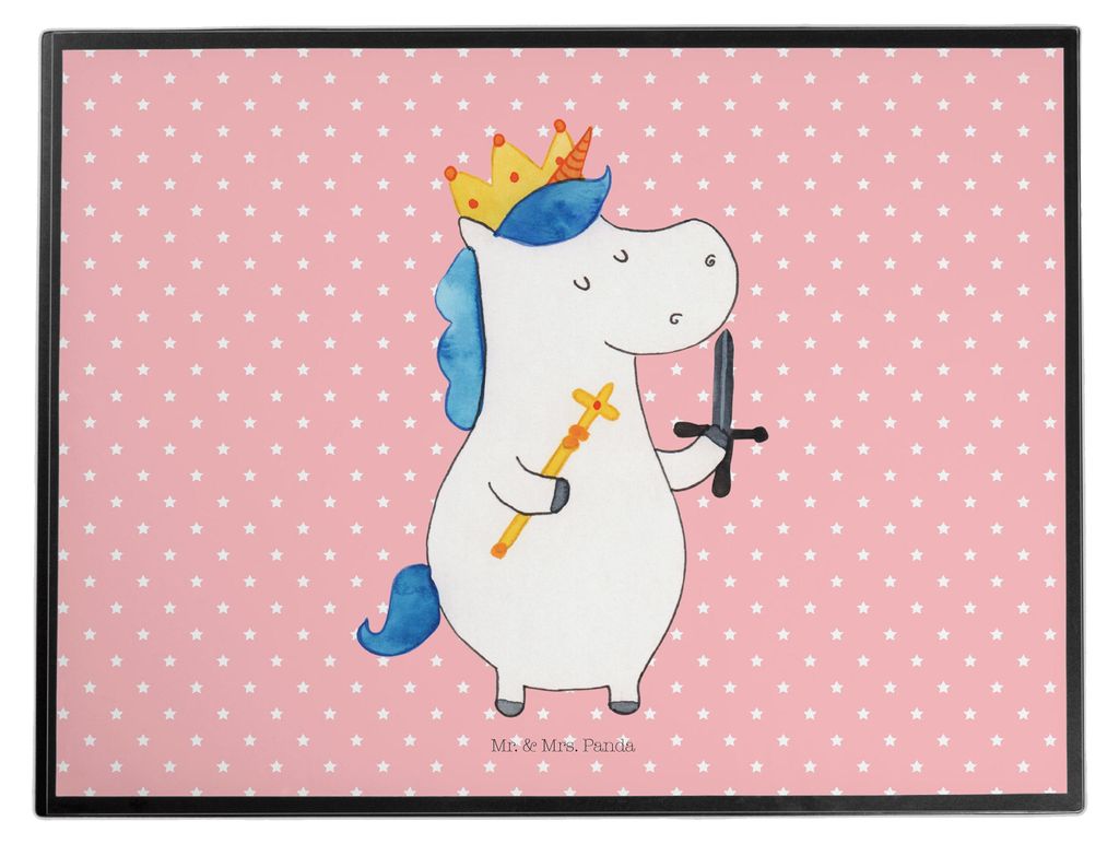 Mr. & Mrs. Panda schreibtischunterlage Einhorn König mit Schwert - Rot Pastell - Geschenk, Unicorn, Schreibunterlage, bastelunterlage, Ritter, sch...