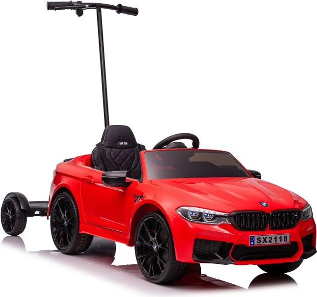 BMW M5 Rouge Peinte à Piles avec Plateforme pour Parents et Enfants