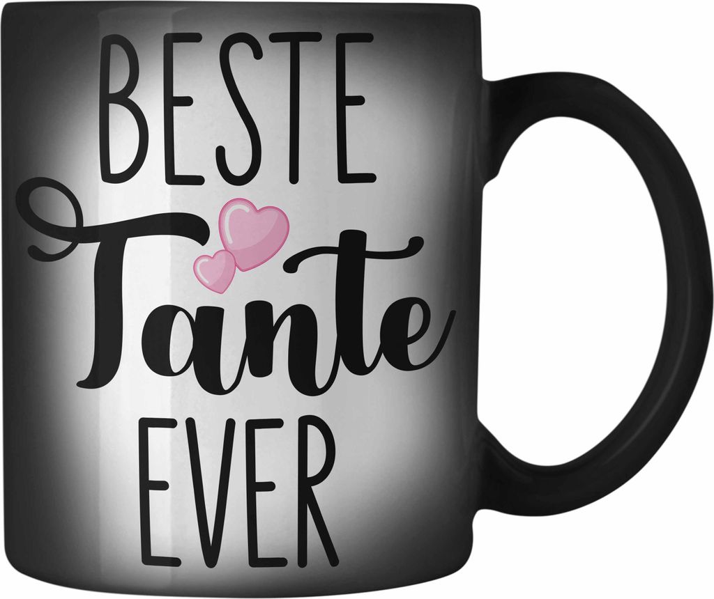 Trendation - Beste Tante Ever Farbwechsel Zauber-Tasse Geschenk Geburtstag Weihnachten Lustig Geschenkideen von Nichte (Schwarz)