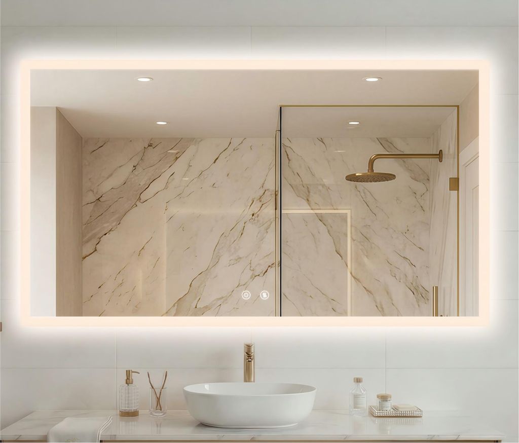 WISFOR LED Badspiegel 100x70 cm mit Beleuchtung Touch Produktbild 