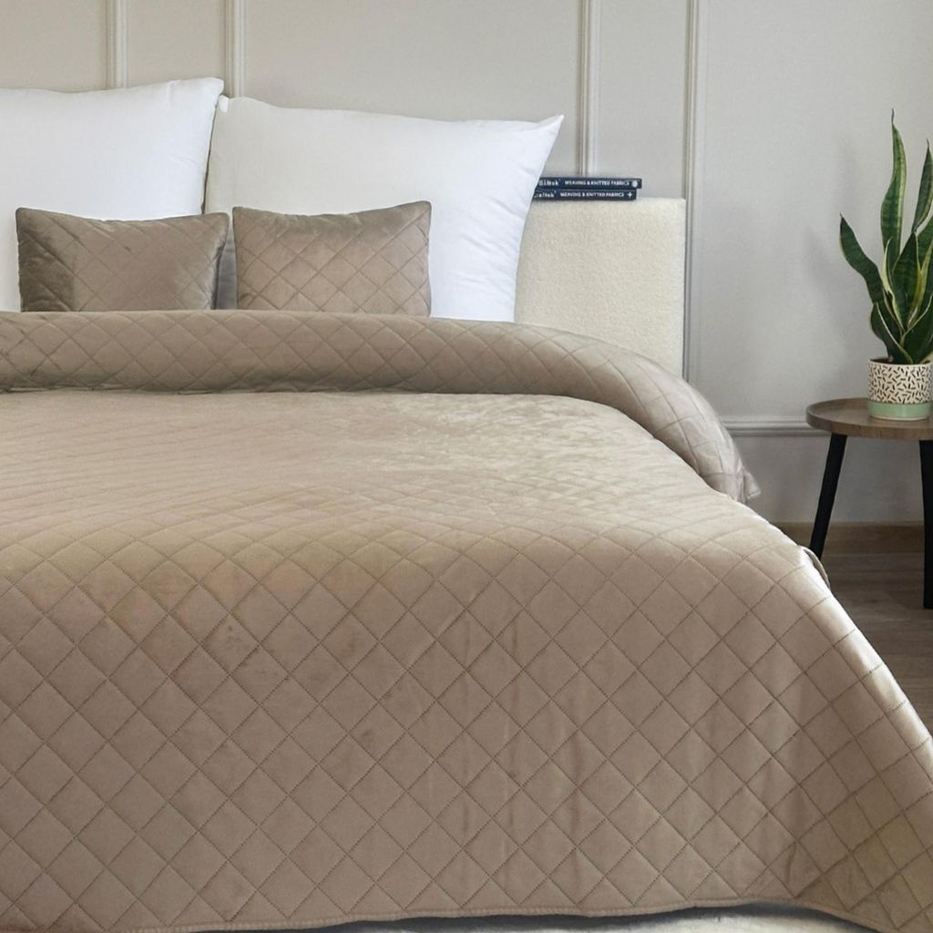 Narzuta na łóżko Dwustronna Amarant Beż 010 180x220+2x Zdjęcie produktu 